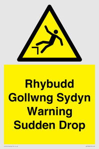 Rhybudd Gollwng Sydyn Warning Sudden Drop
